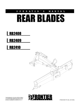 John Deere RB2408 RB2409 RB2410 Rear Blades Operator’s Manual Instant Download (Publication No. 5TMC0040017K)