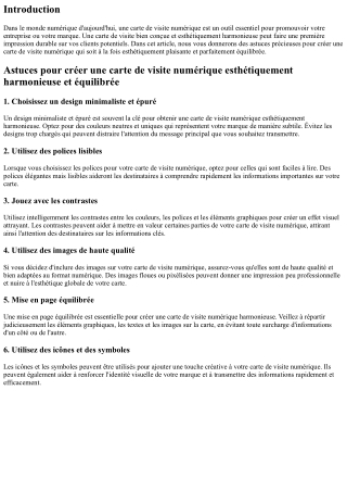 Astuces pour créer une carte de visite numérique esthétiquement harmonieuse et é
