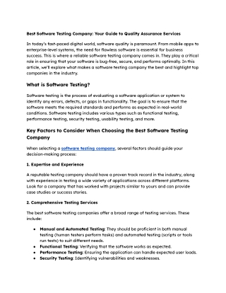 Best Software Testing Company_ Your Guide to Quality Assurance Services