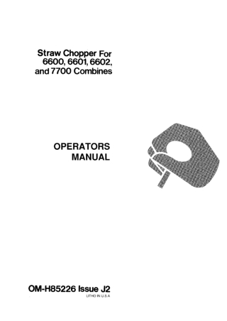 John Deere Straw Chopper for 6600 6601 6602 and 7700 Combines Operator’s Manual Instant Download (Publication No.OMH8522