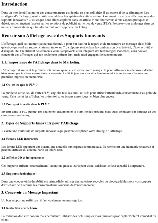 “Réussir son Affichage avec des Supports Innovants”