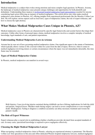 What Makes Medical Malpractice Cases Unique in Phoenix, AZ?