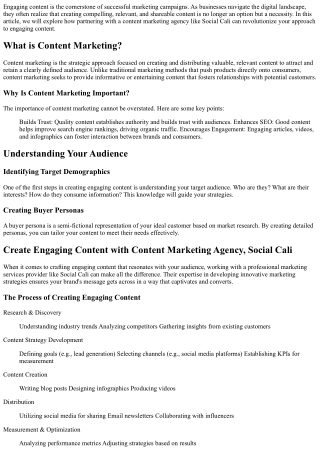 Create Engaging Content with Content Marketing Agency, Social Cali