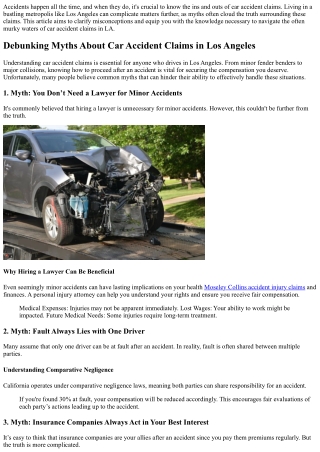 Debunking Myths About Car Accident Claims in Los Angeles