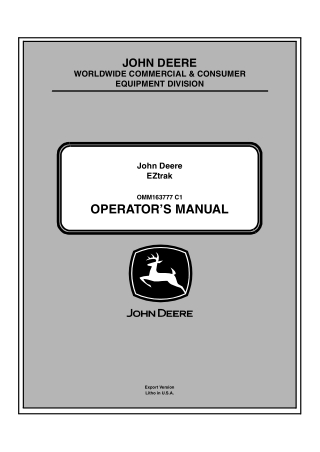 John Deere Z225 Z245 Z265 Z425 Z445 and Z465 EZtrak Mower Operator’s Manual Instant Download (Publication No.OMM163777)