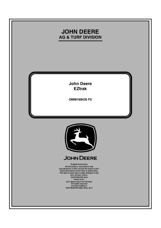 John Deere Z645 Zero Turn Mowers Operator’s Manual Instant Download (PIN120001-) (Publication No.OMM168435)