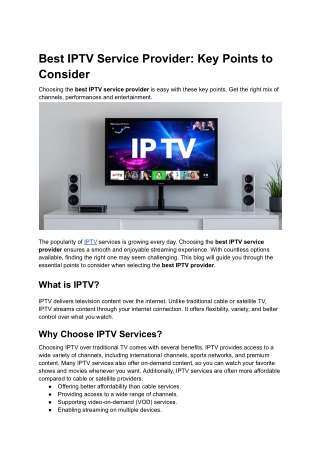 Best IPTV Service Provider_ Key Points to Consider