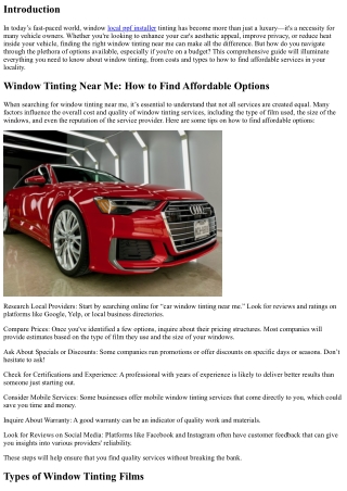 Window Tinting Near Me: How to Find Affordable Options