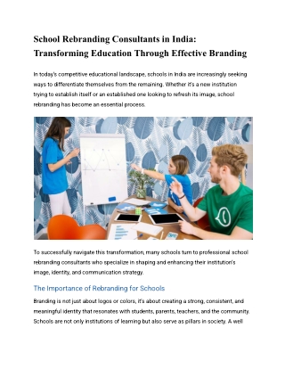 School Rebranding Consultants in India_ Transforming Education Through Effective Branding