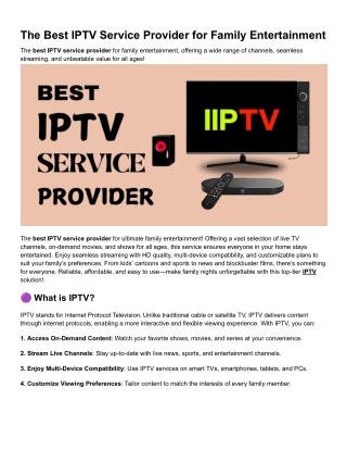 The Best IPTV Service Provider for Family Entertainment