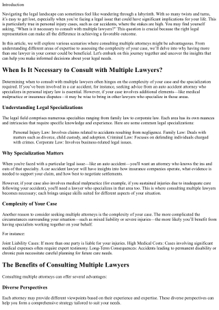 “When Is It Necessary to Consult with Multiple Lawyers?”