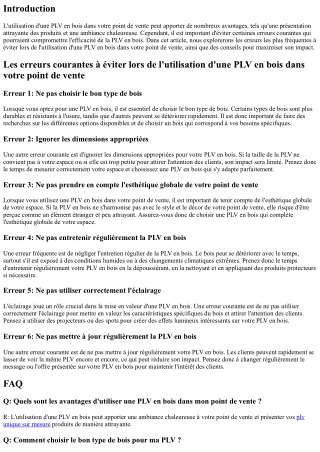 Les erreurs courantes à éviter lors de l'utilisation d'une PLV en bois dans votr