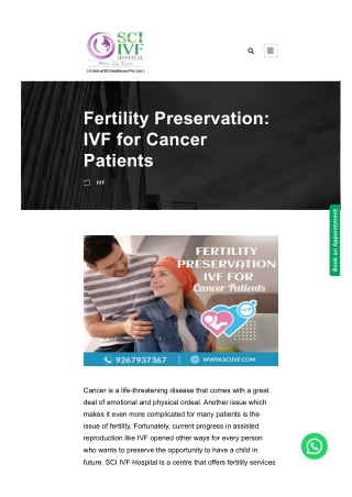 Fertility Preservation - IVF for Cancer Patients