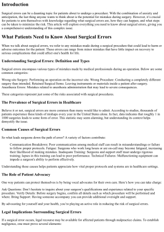 What Patients Need to Know About Surgical Errors