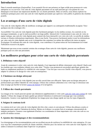 Les meilleures pratiques pour créer une carte de visite digitale percutante