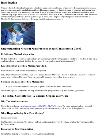 “From Consultation to Courtroom: The Journey of a Medical Malpractice Case”