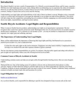 “Seattle Bicycle Accidents: Legal Rights and Responsibilities”