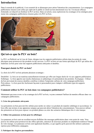 Des Campagnes Publicitaires Réussies grâce à la PLV en Bois