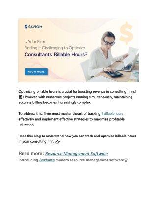 Is Your Firm Finding it Challenging to Optimize Consultants Billable Hours slideserve