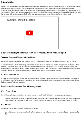 Avoiding Motorcycle Accidents on Sunset Cliffs Boulevard with Expert Legal Advic