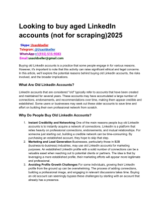 Looking to buy aged LinkedIn accounts (not for scraping)2025