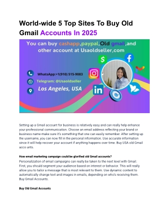 World-wide 5 Top Sites To Buy Old Gmail Accounts In 2025