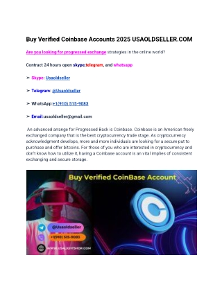 Buy Verified Coinbase Accounts 2025 USAOLDSELLER.COM