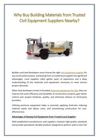 Why Buy Building Materials from Trusted Civil Equipment Suppliers Nearby