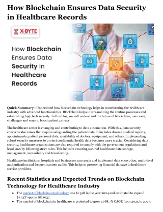 How Blockchain Ensures Data Security in Healthcare Records