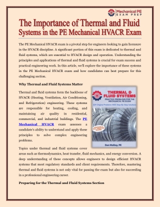 The Importance of Thermal and Fluid Systems in the PE Mechanical HVACR Exam