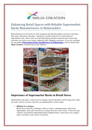 Enhancing Retail Spaces with Reliable Supermarket Racks Manufacturers in Maharas