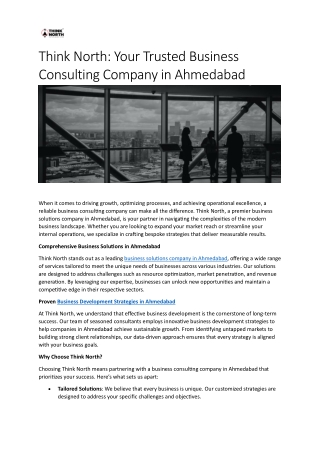 Think North Your Trusted Business Consulting Company in Ahmedabad