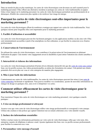 L'Impact des Cartes de Visite Électroniques sur le Marketing Personnel