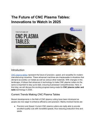 CNC Plasma Tables in 2025: Best Innovations to Know