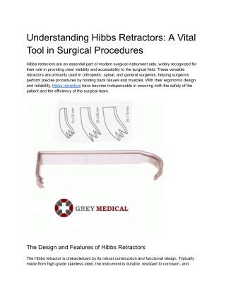 Hibbs Retractors_ A Vital Tool in Surgical Procedures