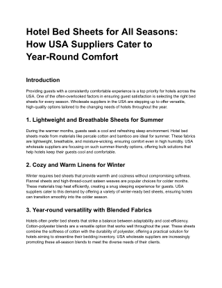 Hotel Bed Sheets for All Seasons_ How USA Suppliers Cater to Year-Round Comfort