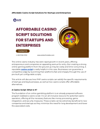 Affordable Casino Script Solutions for Startups and Enterprises
