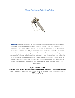 Wagner Paint Sprayer Parts _ WholeToolBox