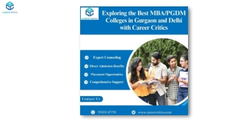 Exploring the Best MBA/PGDM Colleges in Gurgaon and Delhi with Career Critics