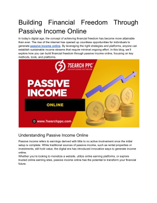 Building Financial Freedom Through Passive Income Online