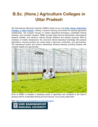 B.Sc. (Hons.) Agriculture Colleges in Uttar Pradesh