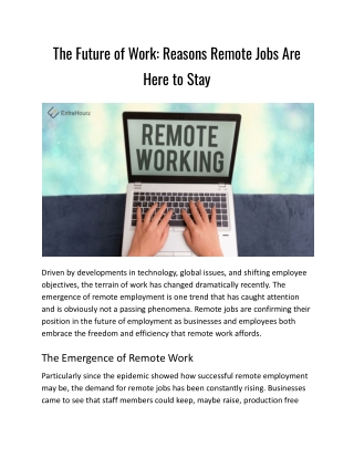 The Future of Work: Reasons Remote Jobs Are Here to Stay