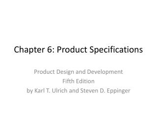 Chapter 6: Product Specifications