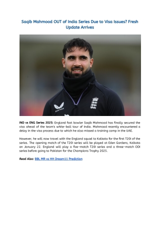 Saqib Mahmood OUT of India Series Due to Visa Issues_ Fresh Update Arrives