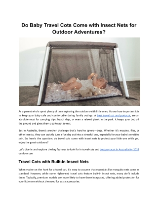 Do Baby Travel Cots Come with Insect Nets for Outdoor Adventures