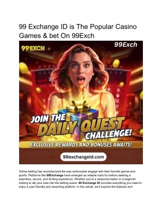 99 Exchange ID is The Popular Casino Games & bet On 99Exch