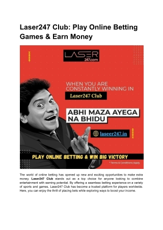 Laser247 Club_ Play Online Betting Games & Earn Money