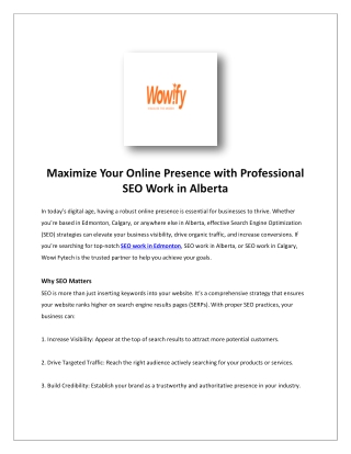 SEO Work in Edmonton, Alberta, Calgary | Wowi Fytech