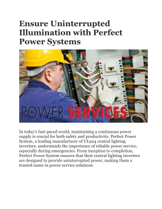 Perfect Power Systems - Expert Power Service Solutions for Diverse Industries