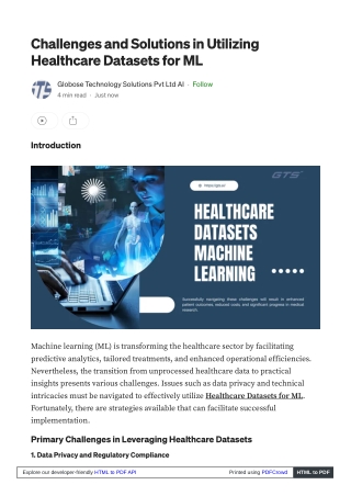 Challenges and Solutions in Utilizing Healthcare Datasets for ML